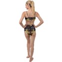 Black zig zag blurred on gold crush flowers by FlipStylez Designs Tied Up Two Piece Swimsuit View2