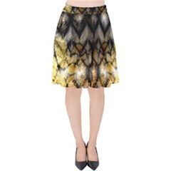 Black Zig Zag Blurred On Gold Crush Flowers By Flipstylez Designs Velvet High Waist Skirt by flipstylezfashionsLLC