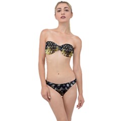 Black Zig Zag Blurred On Gold Crush Flowers By Flipstylez Designs Classic Bandeau Bikini Set