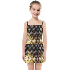 Black Zig Zag Blurred On Gold Crush Flowers By Flipstylez Designs Kids Summer Sun Dress by flipstylezfashionsLLC