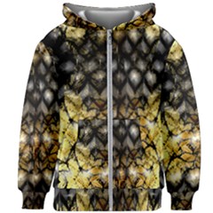 Black Zig Zag Blurred On Gold Crush Flowers By Flipstylez Designs Kids Zipper Hoodie Without Drawstring by flipstylezfashionsLLC