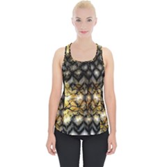 Black Zig Zag Blurred On Gold Crush Flowers By Flipstylez Designs Piece Up Tank Top by flipstylezfashionsLLC