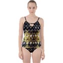 Black zig zag blurred on gold crush flowers by FlipStylez Designs Cut Out Top Tankini Set View1