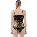 Black zig zag blurred on gold crush flowers by FlipStylez Designs Cut Out Top Tankini Set View2