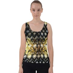 Black Zig Zag Blurred On Gold Crush Flowers By Flipstylez Designs Velvet Tank Top by flipstylezfashionsLLC