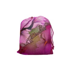 Flowers In Soft Violet Colors Drawstring Pouch (medium) by FantasyWorld7