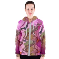 Flowers In Soft Violet Colors Women s Zipper Hoodie by FantasyWorld7