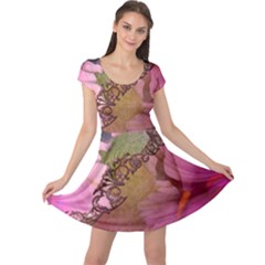 Flowers In Soft Violet Colors Cap Sleeve Dress by FantasyWorld7