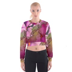 Flowers In Soft Violet Colors Cropped Sweatshirt by FantasyWorld7