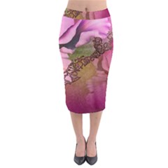 Flowers In Soft Violet Colors Midi Pencil Skirt by FantasyWorld7