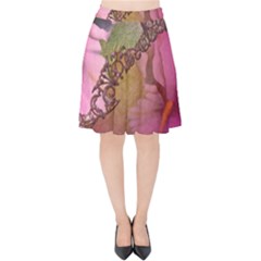 Flowers In Soft Violet Colors Velvet High Waist Skirt by FantasyWorld7