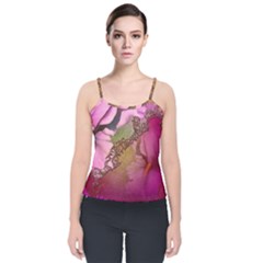 Flowers In Soft Violet Colors Velvet Spaghetti Strap Top by FantasyWorld7