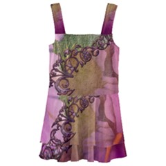 Flowers In Soft Violet Colors Kids  Layered Skirt Swimsuit