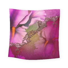 Flowers In Soft Violet Colors Square Tapestry (small) by FantasyWorld7