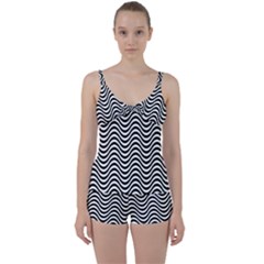 Wave Pattern Wavy Water Seamless Tie Front Two Piece Tankini by Nexatart