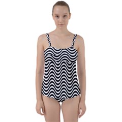 Wave Pattern Wavy Water Seamless Twist Front Tankini Set by Nexatart