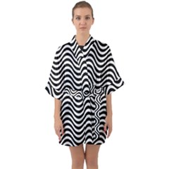 Wave Pattern Wavy Water Seamless Quarter Sleeve Kimono Robe