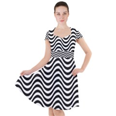 Wave Pattern Wavy Water Seamless Cap Sleeve Midi Dress by Nexatart