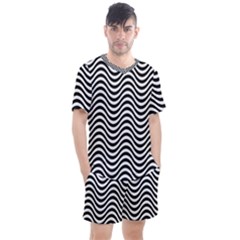 Wave Pattern Wavy Water Seamless Men s Mesh Tee And Shorts Set