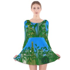 Environmental Protection Long Sleeve Velvet Skater Dress