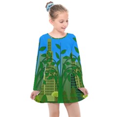 Environmental Protection Kids  Long Sleeve Dress