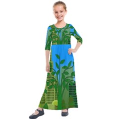 Environmental Protection Kids  Quarter Sleeve Maxi Dress by Nexatart