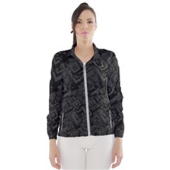 Black Rectangle Wallpaper Grey Windbreaker (women)