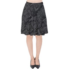 Black Rectangle Wallpaper Grey Velvet High Waist Skirt by Nexatart