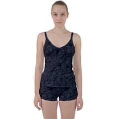 Black Rectangle Wallpaper Grey Tie Front Two Piece Tankini by Nexatart