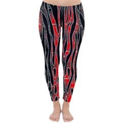 Blackandredswirldesignflipbigger Classic Winter Leggings