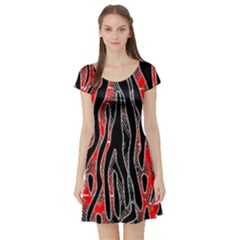 Blackandredswirldesignflipbigger Short Sleeve Skater Dress by flipstylezfashionsLLC