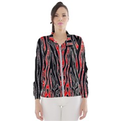 Blackandredswirldesignflipbigger Windbreaker (women)