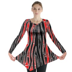 Blackandredswirldesignflipbigger Long Sleeve Tunic  by flipstylezfashionsLLC