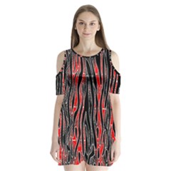 Blackandredswirldesignflipbigger Shoulder Cutout Velvet One Piece