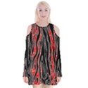 Blackandredswirldesignflipbigger Velvet Long Sleeve Shoulder Cutout Dress View1