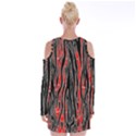 Blackandredswirldesignflipbigger Velvet Long Sleeve Shoulder Cutout Dress View2