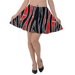 Blackandredswirldesignflipbigger Velvet Skater Skirt