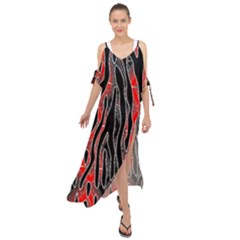 Blackandredswirldesignflipbigger Maxi Chiffon Cover Up Dress by flipstylezfashionsLLC