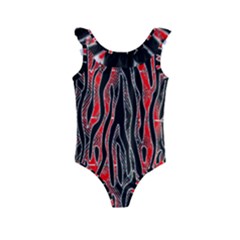 Blackandredswirldesignflipbigger Kids  Frill Swimsuit by flipstylezfashionsLLC