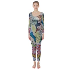 Watercolor Postcard2 Long Sleeve Catsuit