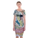 Watercolor Postcard2 Classic Short Sleeve Midi Dress View1