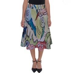 Watercolor Postcard2 Perfect Length Midi Skirt