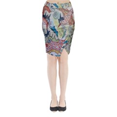 Watercolor Postcard2 Midi Wrap Pencil Skirt