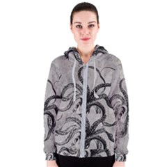 Vintage Octopus  Women s Zipper Hoodie by Valentinaart