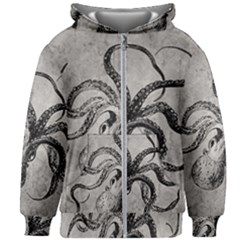 Vintage Octopus  Kids Zipper Hoodie Without Drawstring