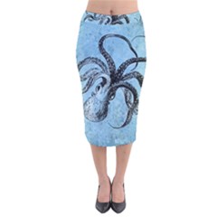 Vintage Octopus  Velvet Midi Pencil Skirt by Valentinaart