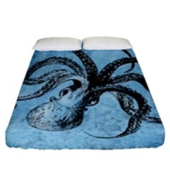 Vintage Octopus  Fitted Sheet (queen Size) by Valentinaart