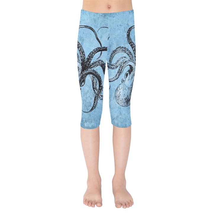 Vintage Octopus  Kids  Capri Leggings 