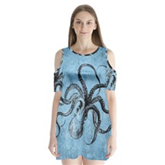 Vintage Octopus  Shoulder Cutout Velvet One Piece