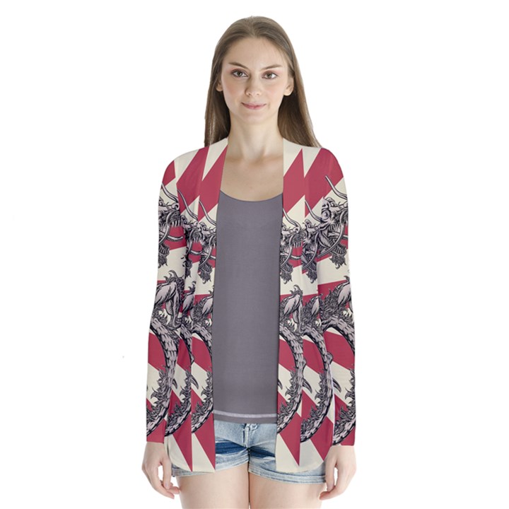 Rising Sun Flag Drape Collar Cardigan